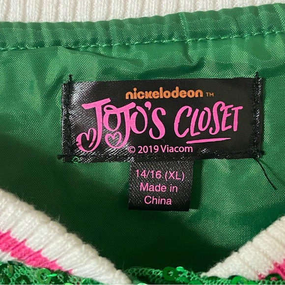 Nickelodeon Jojo’s Closet Sequin Faux Leather Varsity Jacket Size Girls XL 14 16 - Picture 5 of 9